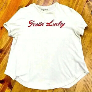 Mumu Mellow “feelin lucky” off white tee 100% organic cotton